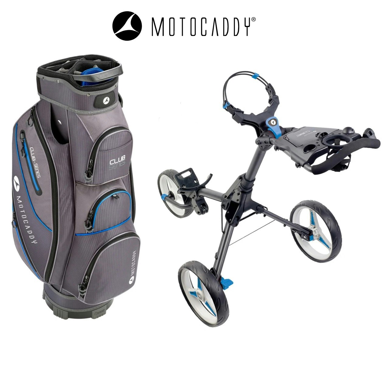 Motocaddy Cube + Motocaddy Club-Series Cartbag