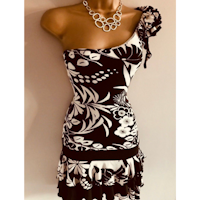 Jane Norman Lily & Palm One Shoulder Gypsy Holiday Party Dress Size 8 BNWT