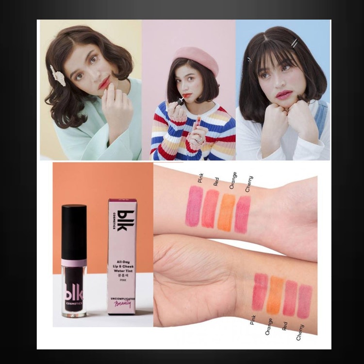 Blk lip  & Cheecj water tint orange