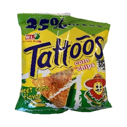 Tattoos corn chips sweet corn flavor 30g