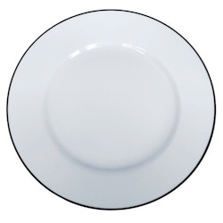 Tallrik flat rund vit med svart rand 26,5cm