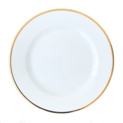 Tallrik flat rund vit med guldrand 19cm