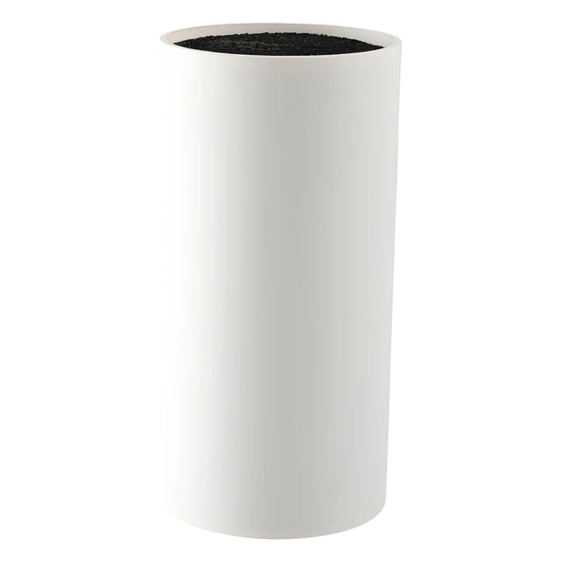Universal Knivblock vit med borst gummerad yta  höjd 22,5 cm