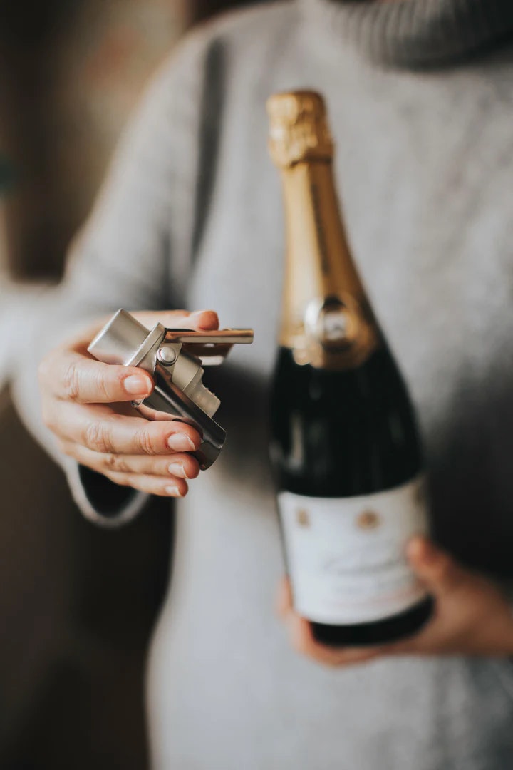 Pump it Champagneförslutare silverfärgad med inbyggd luftpump