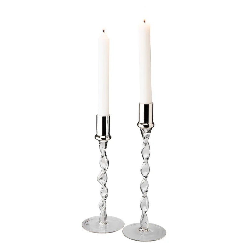 Twist Ljusstake 2-pack kromad topp höjd 24cm,27 cm