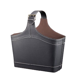 Betti Läderkorg handtag svart pu-läder 40*22*36 cm