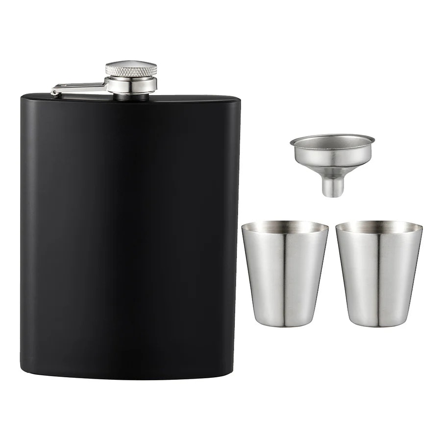 Brisa Barset Fickplunta 2,3 dl 2 snappsglas 3 cl tratt rostfritt stål
