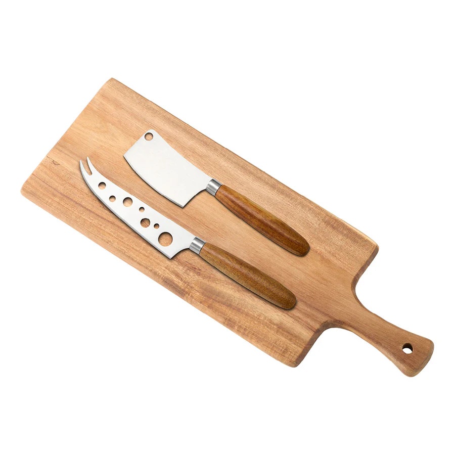 Sany Serveringsbräda 41*15 cm med 2 st ostknivar 19-22 cm