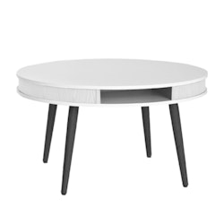 Soffbord Hugo Rund, Vit/Vit, Svarta ben