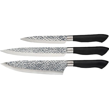 Akira Knivset i stål svart handtag