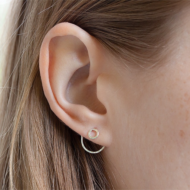 Ear Jacket cirkel klein- Oorbellen Gerecycled Zilver