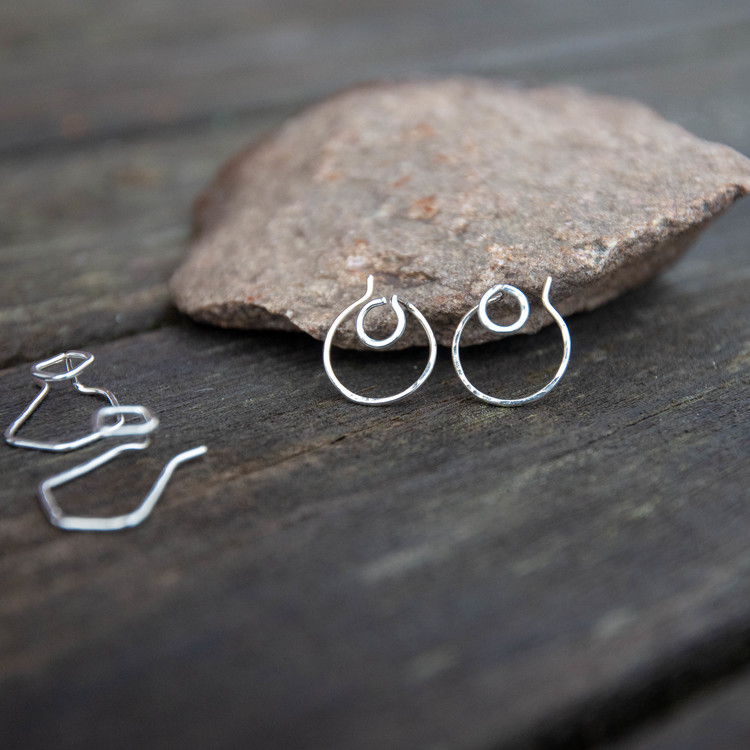 Ear Jacket - Earring Circle Recycle Silver