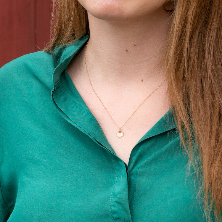 18K Necklace with Initial Letter Recycled Gold