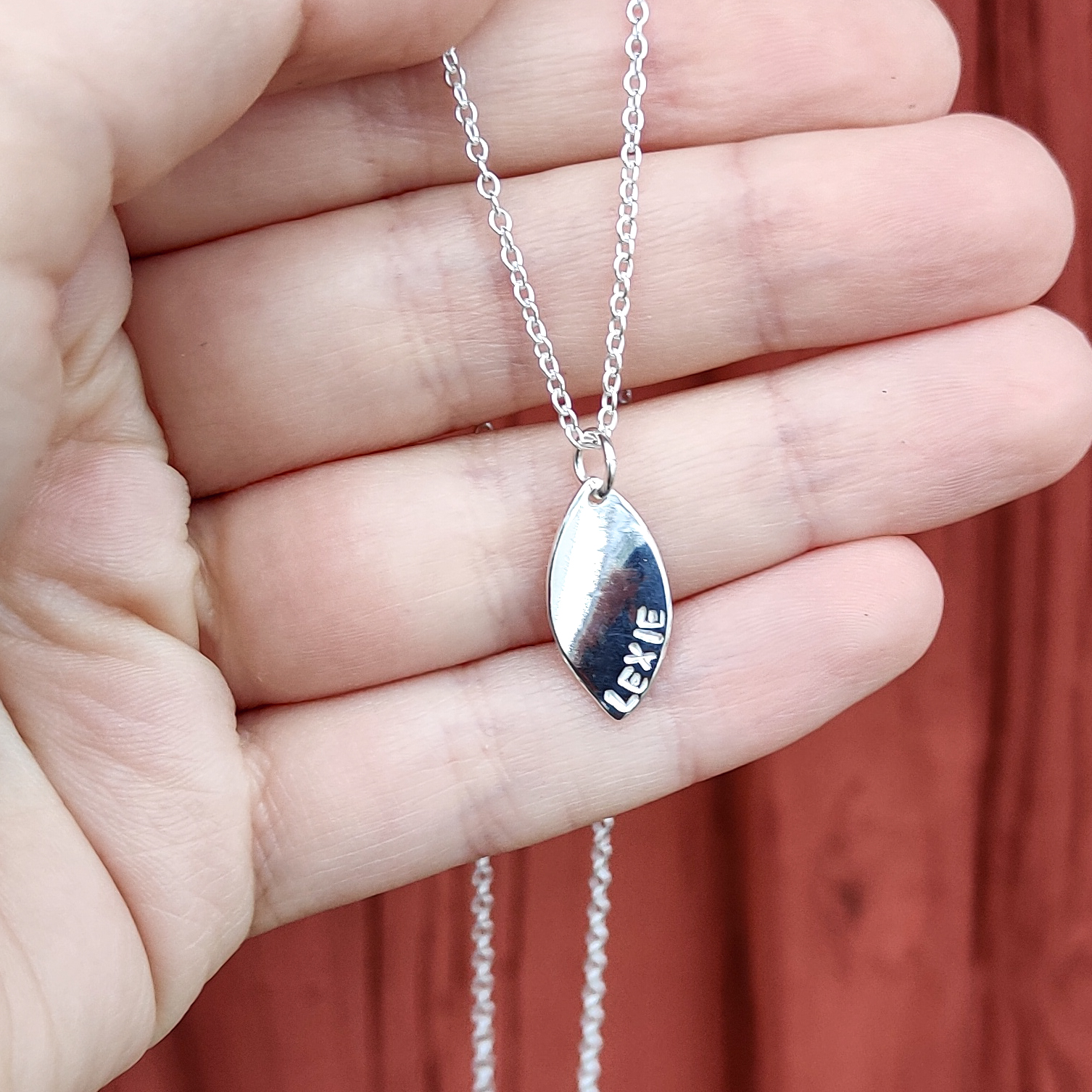 Necklace Engraved - Recycled Silver