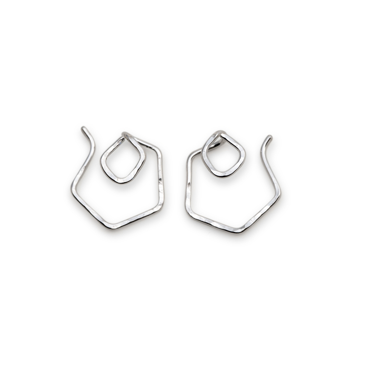 Ear Jacket - Angular Recycled Silver
