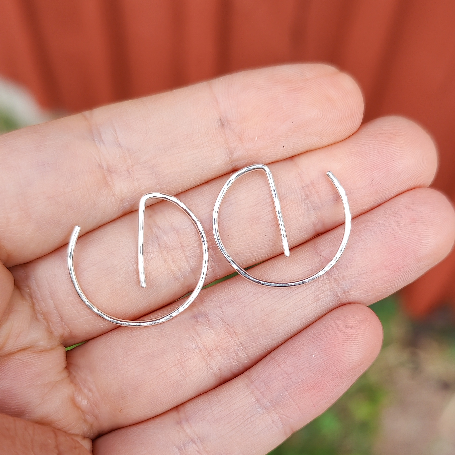 Handmade Hoops Earrings Recycled Silver