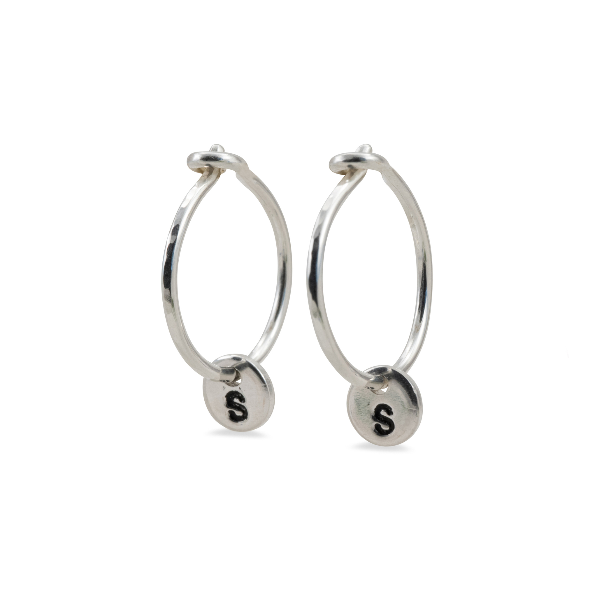 Handmade Hoops Earrings Name Jewelry Recycled Silver