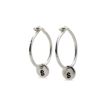 Initials Mini Hoops in Recycled Silver