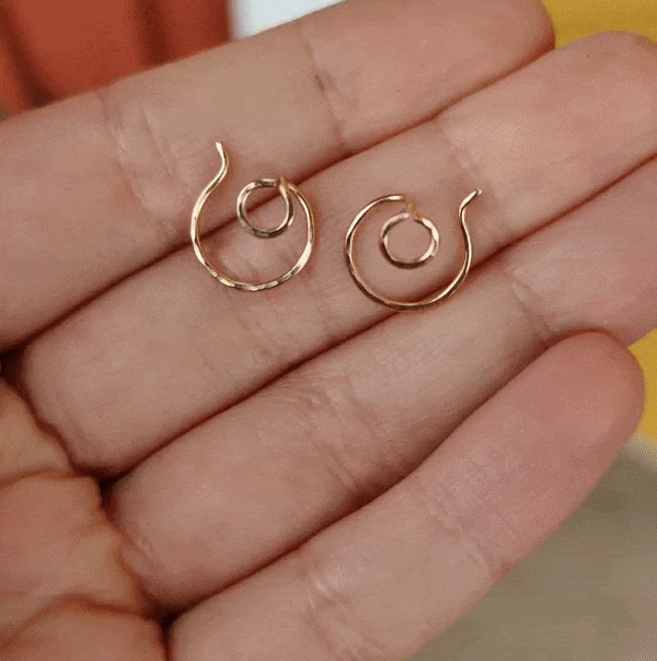 Handmade Ear Jacket Earrings Recycled Gold