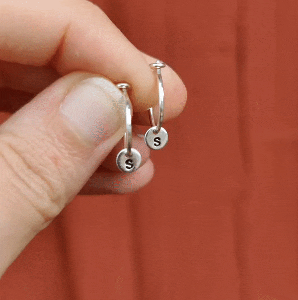 Handmade Hoops Earrings Name Jewelry Recycled Silver