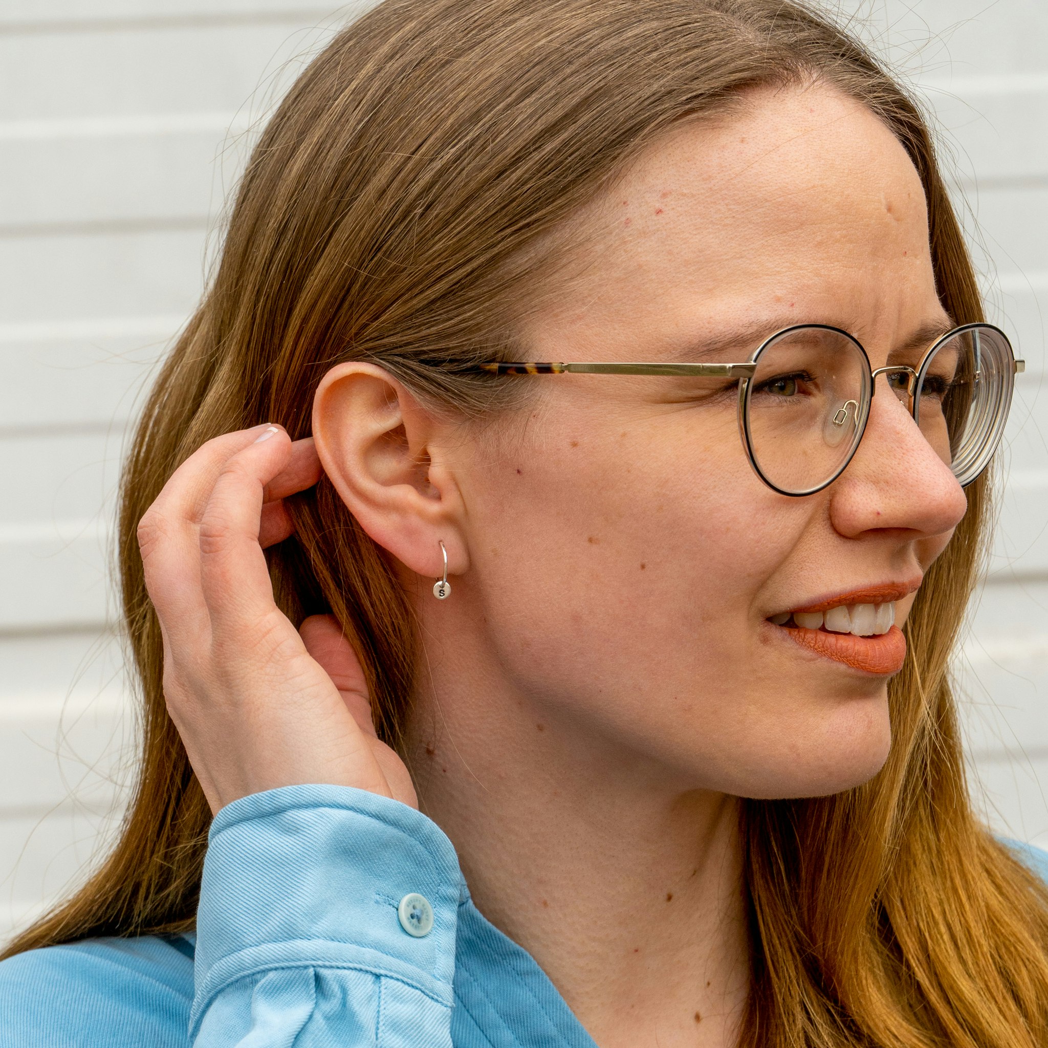 Handmade Hoops Earrings Name Jewelry Recycled Silver Model