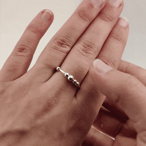 Handmade Ring Fidget Beads Recycled Silver Model