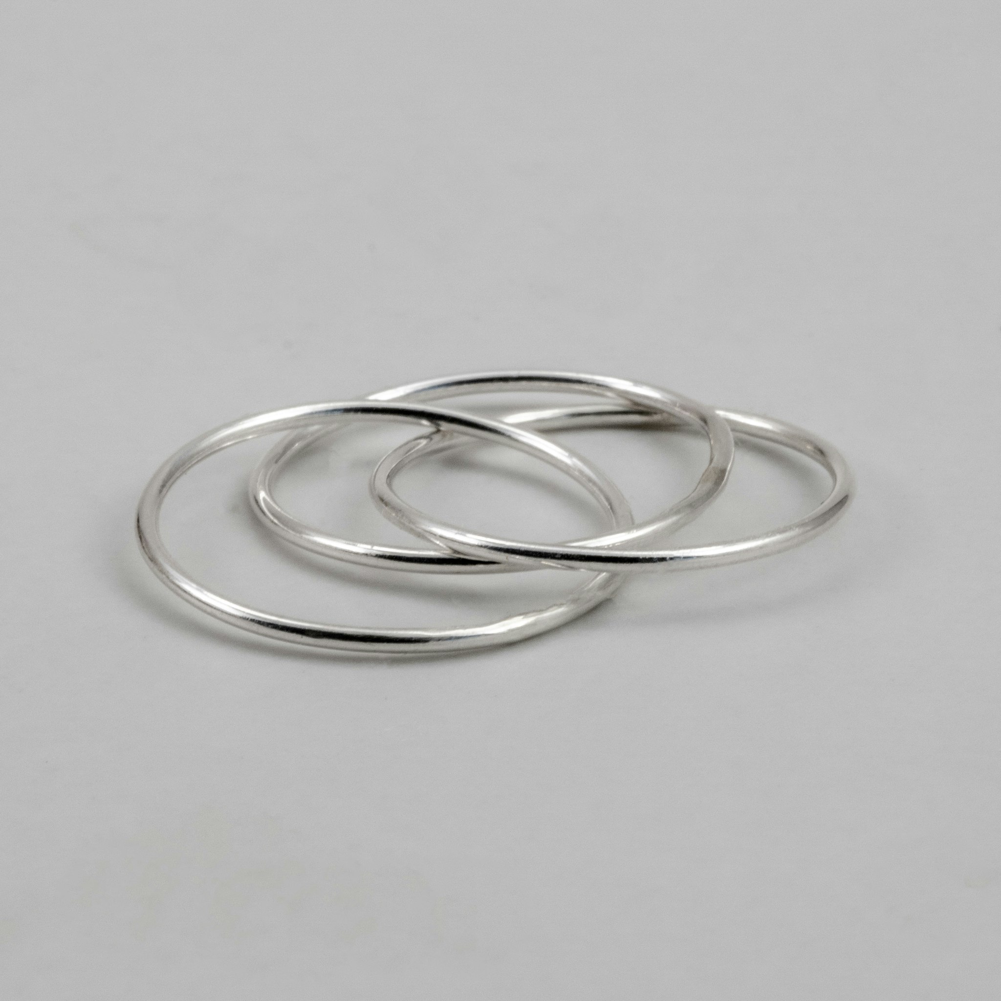 Handmade Ring Fidget Triple Recycled Silver