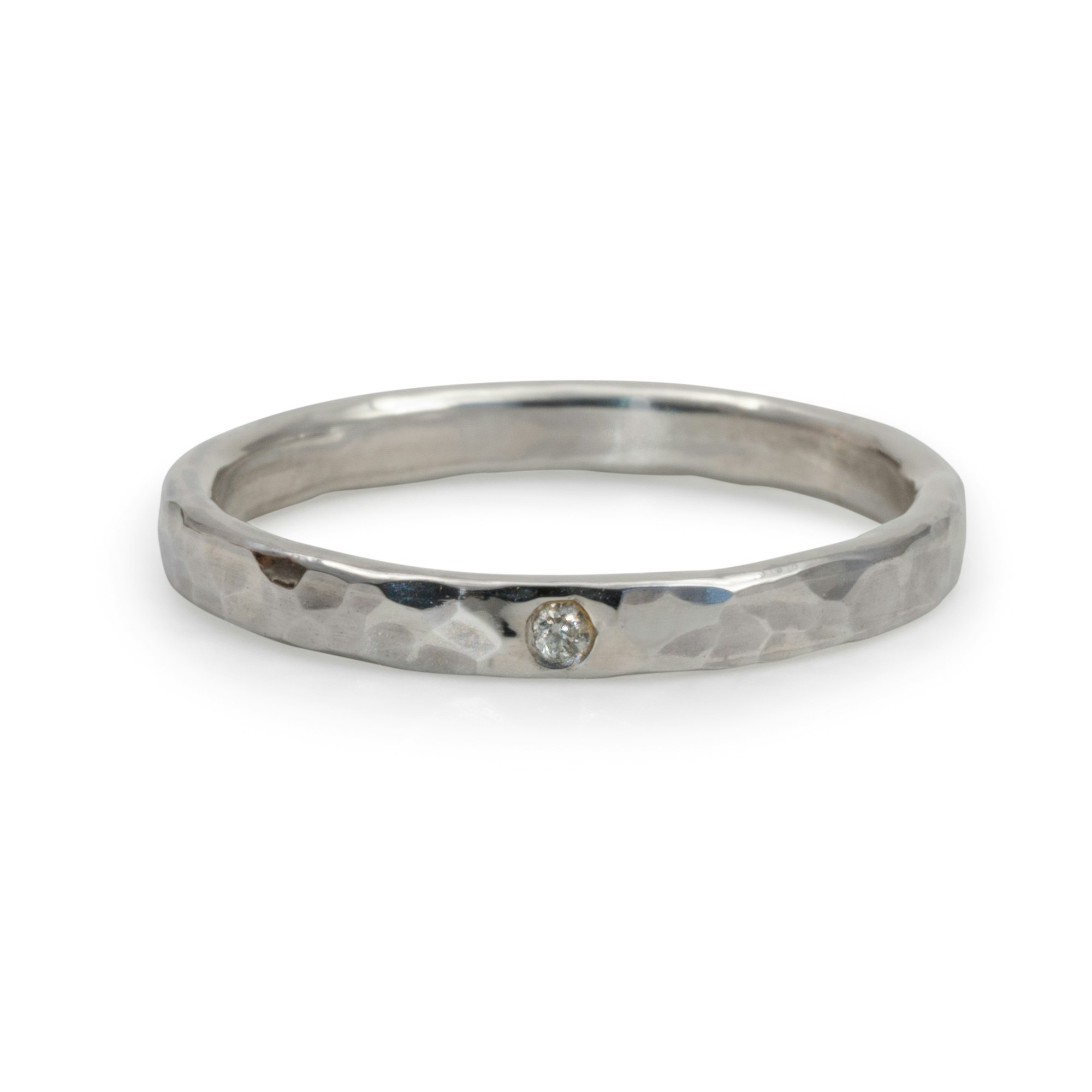 Ella Ring Gerecycled Diamant Gehamerd Zilver