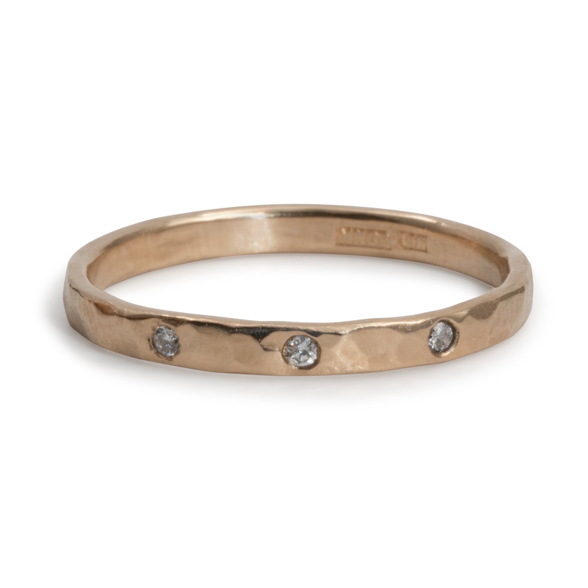 Ella Ring Recycled Diamonds Hammered 18K Gold