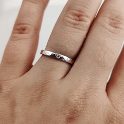 Ella Ring Recycled Diamond Hammered Silver
