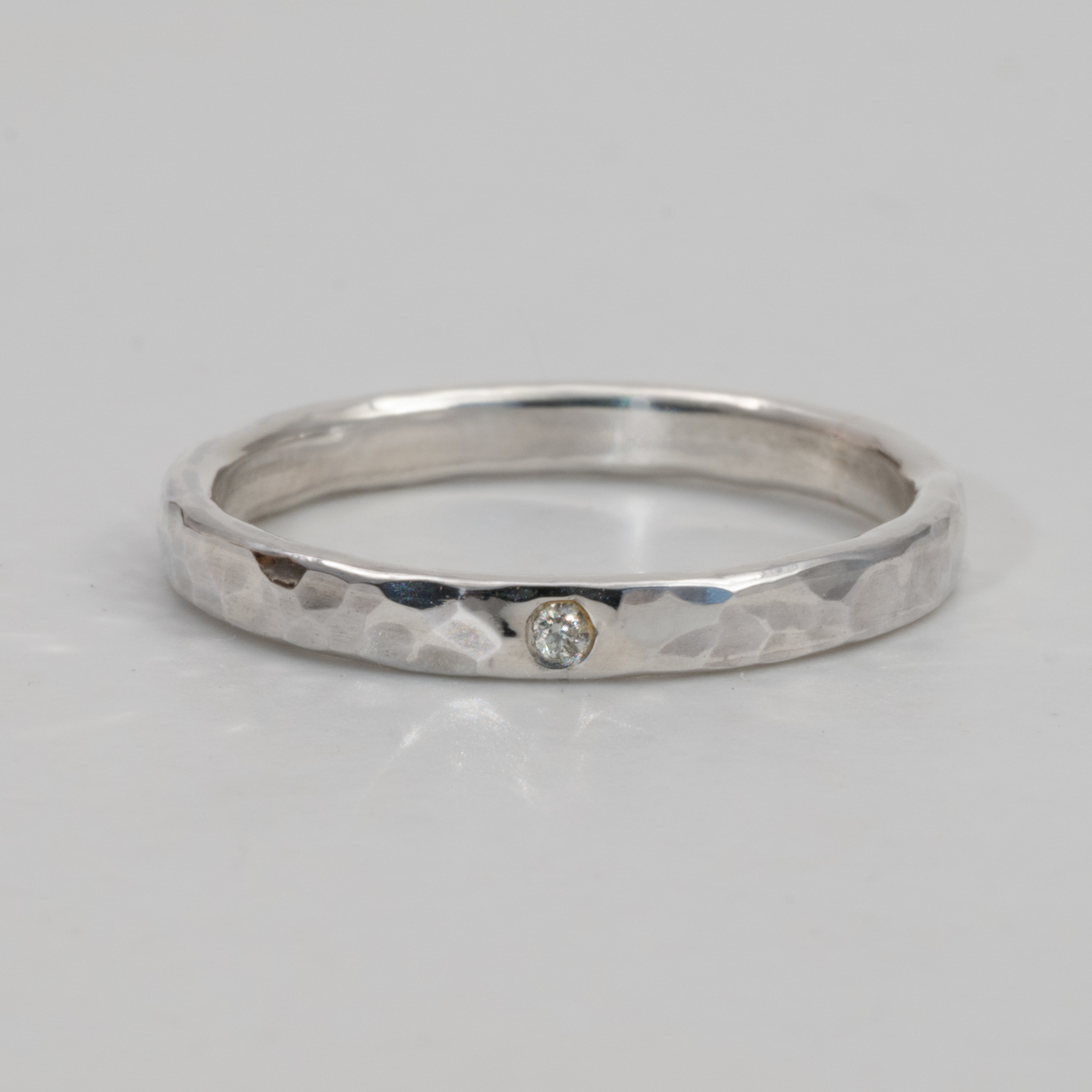 Ella Ring Recycled Diamond Hammered Silver