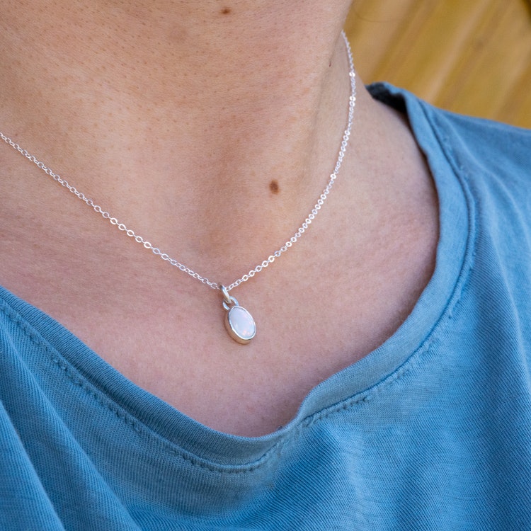 Necklace Opal Recycled Sterling Silver