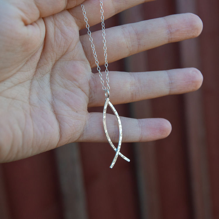 Necklace Ichthus Fish Recycled Silver