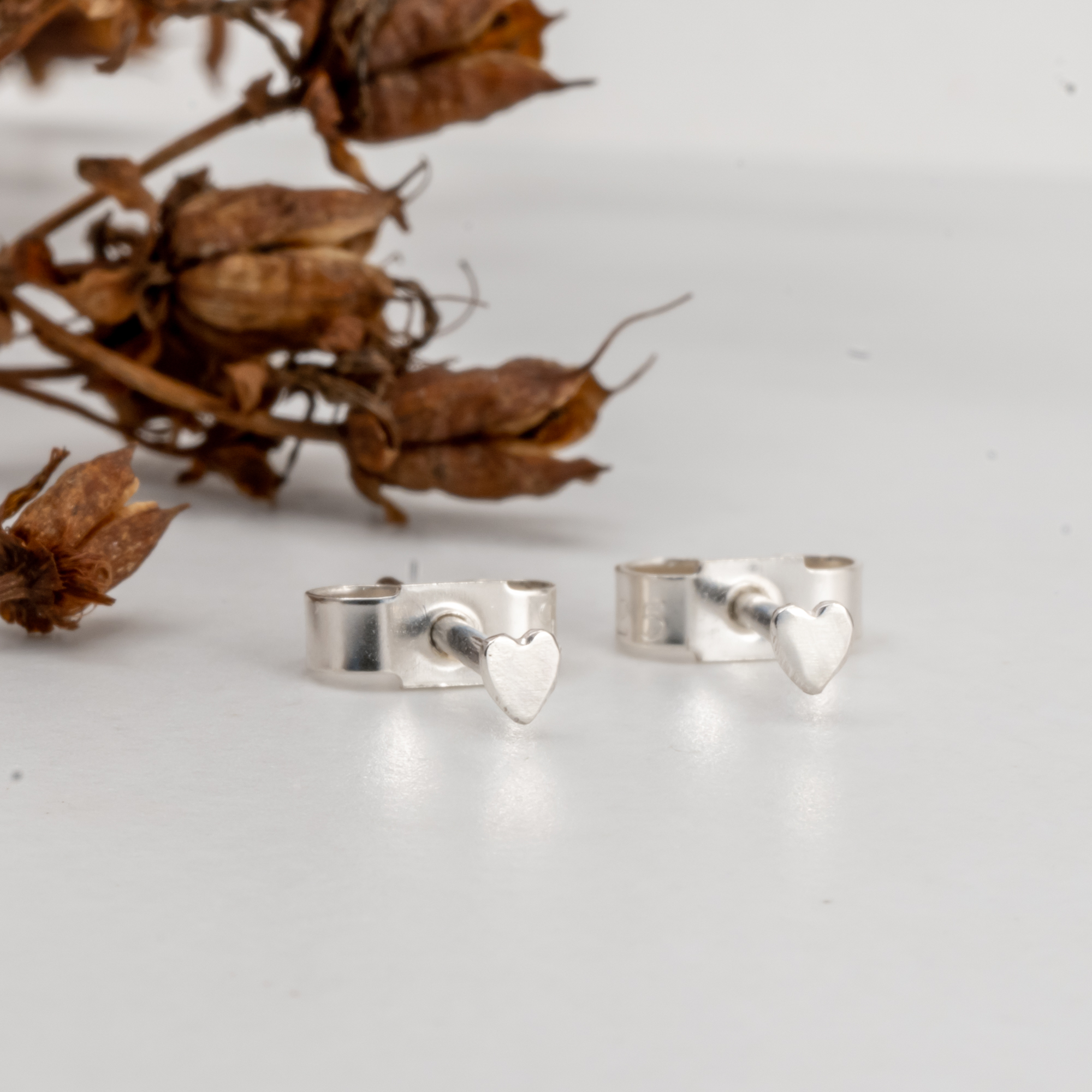 Micro Hearts - Stud Earrings in Recycled Silver