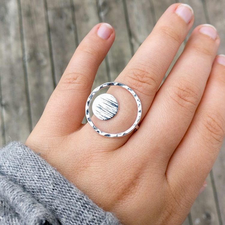 Halo - Adjustable Ring in Recycled Silver
