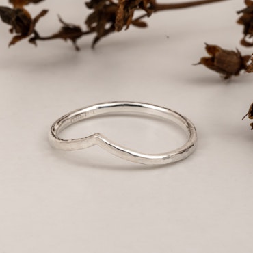 Chevron Ring Hammered Recycled Sterling Silver