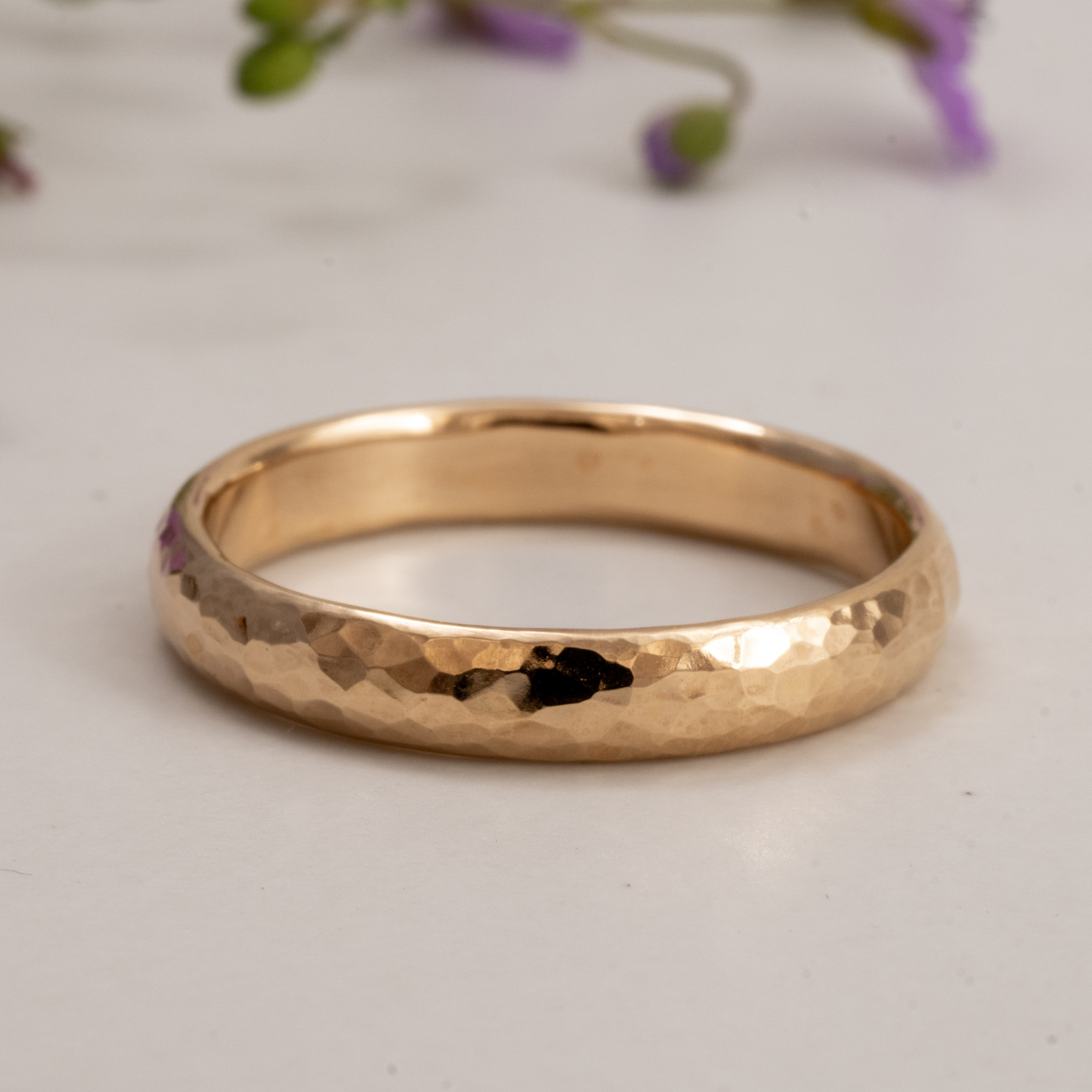 18K Domed Hammered Ring  Recyled Gold