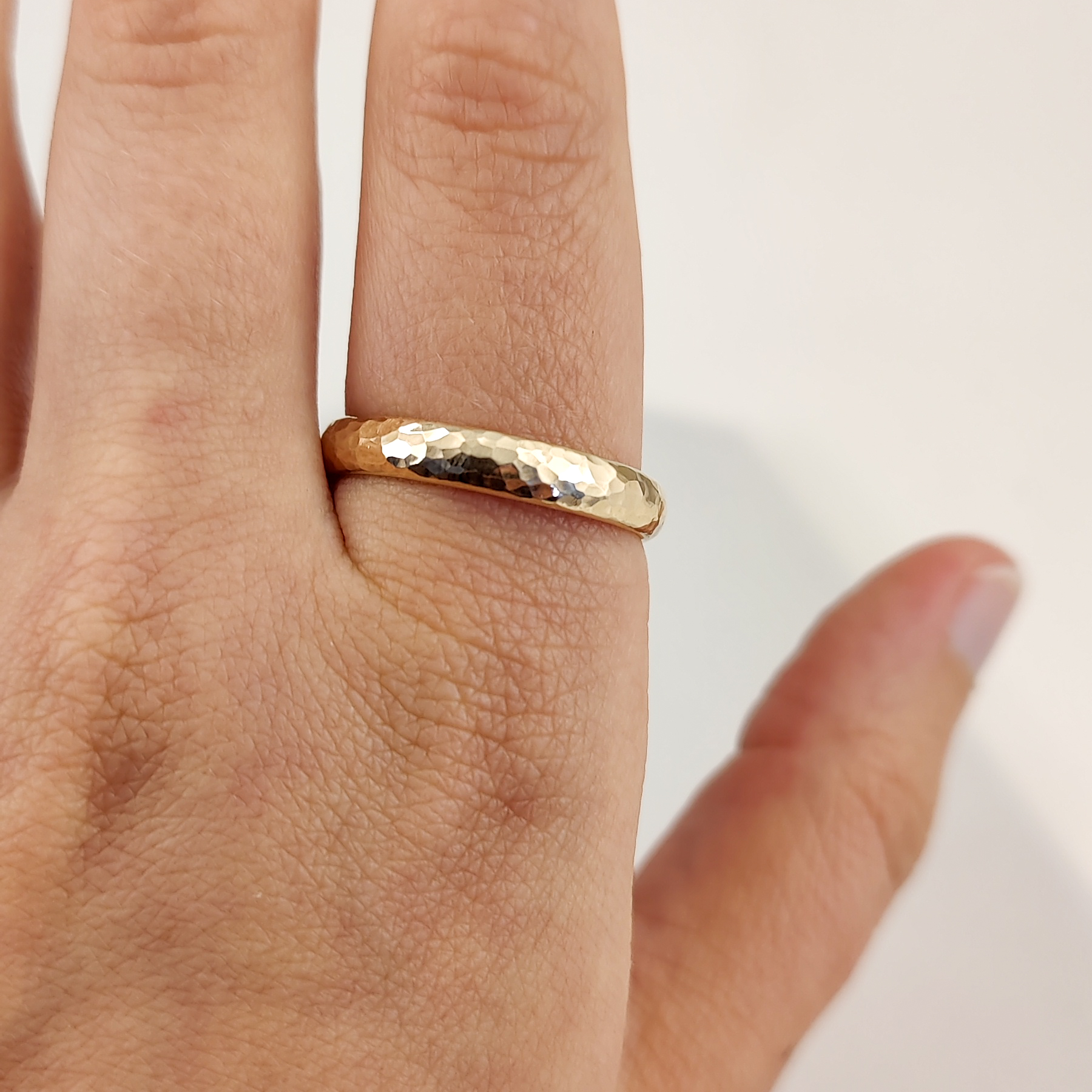 18K Domed Hammered Ring  Recyled Gold