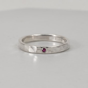 Ella Hammered Ring with Recycled Ruby Silver