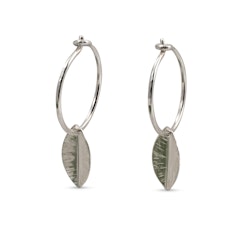 Leaf Hoops Earrings Recycled Sterling Silver