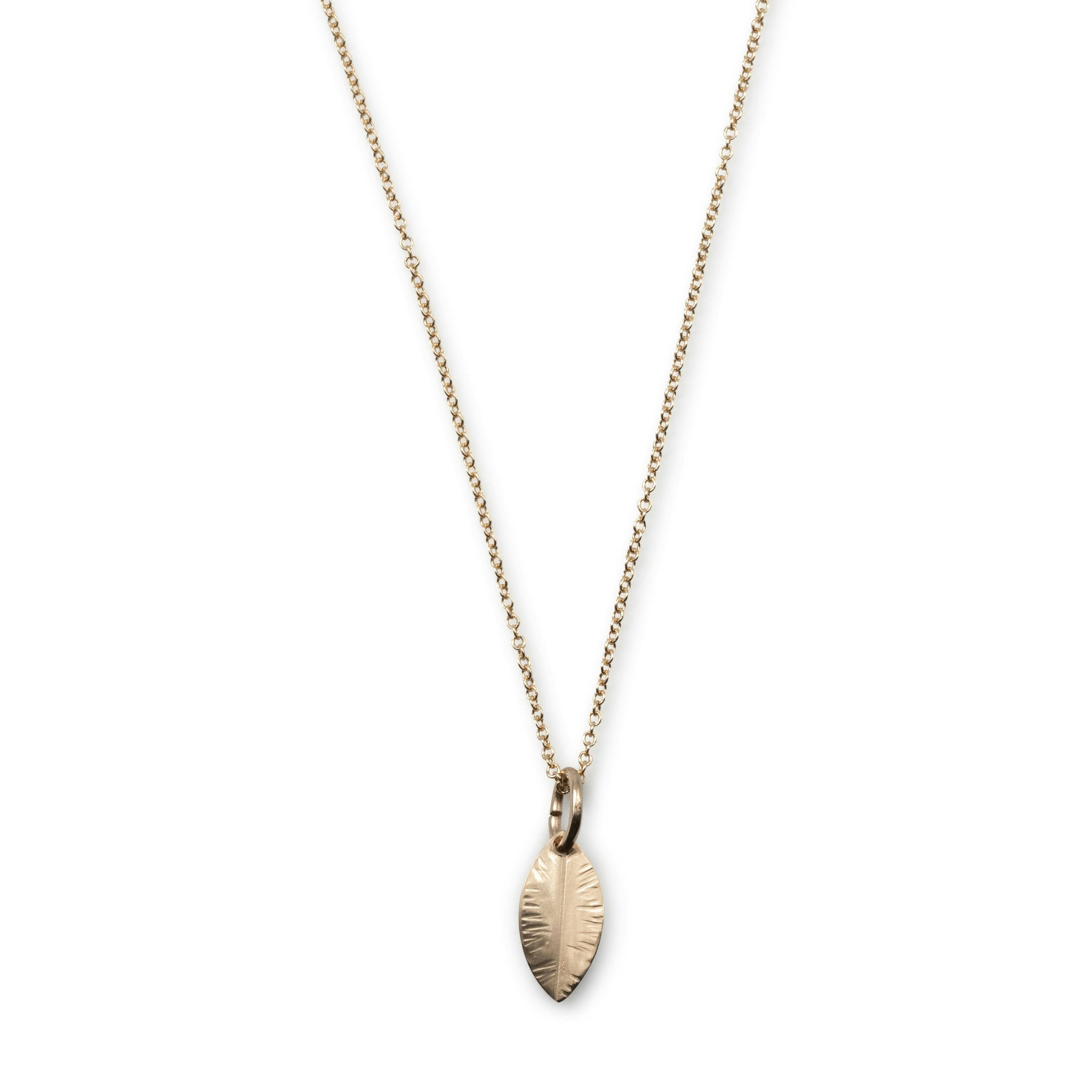 18K blad ketting gerecycled goud