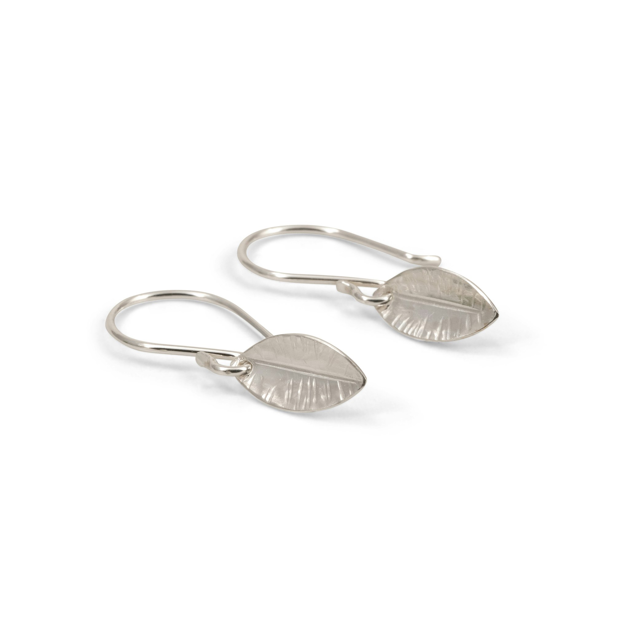 Leaf Earrings Recycled Sterling Silver