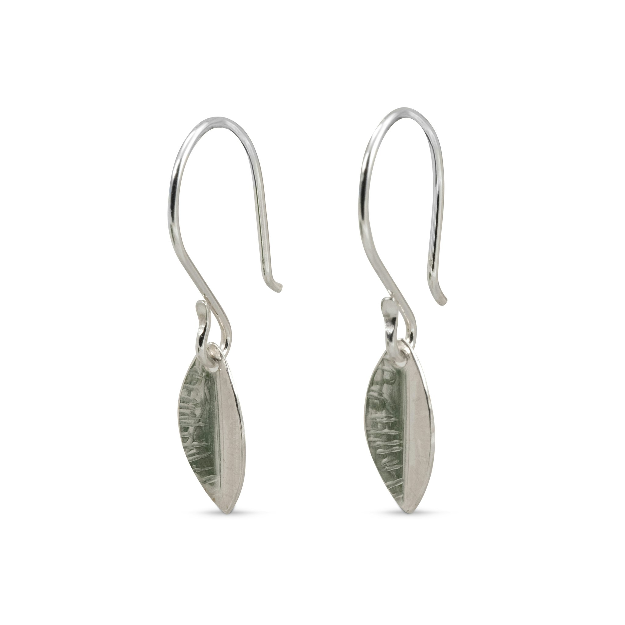 Leaf Earrings Recycled Sterling Silver