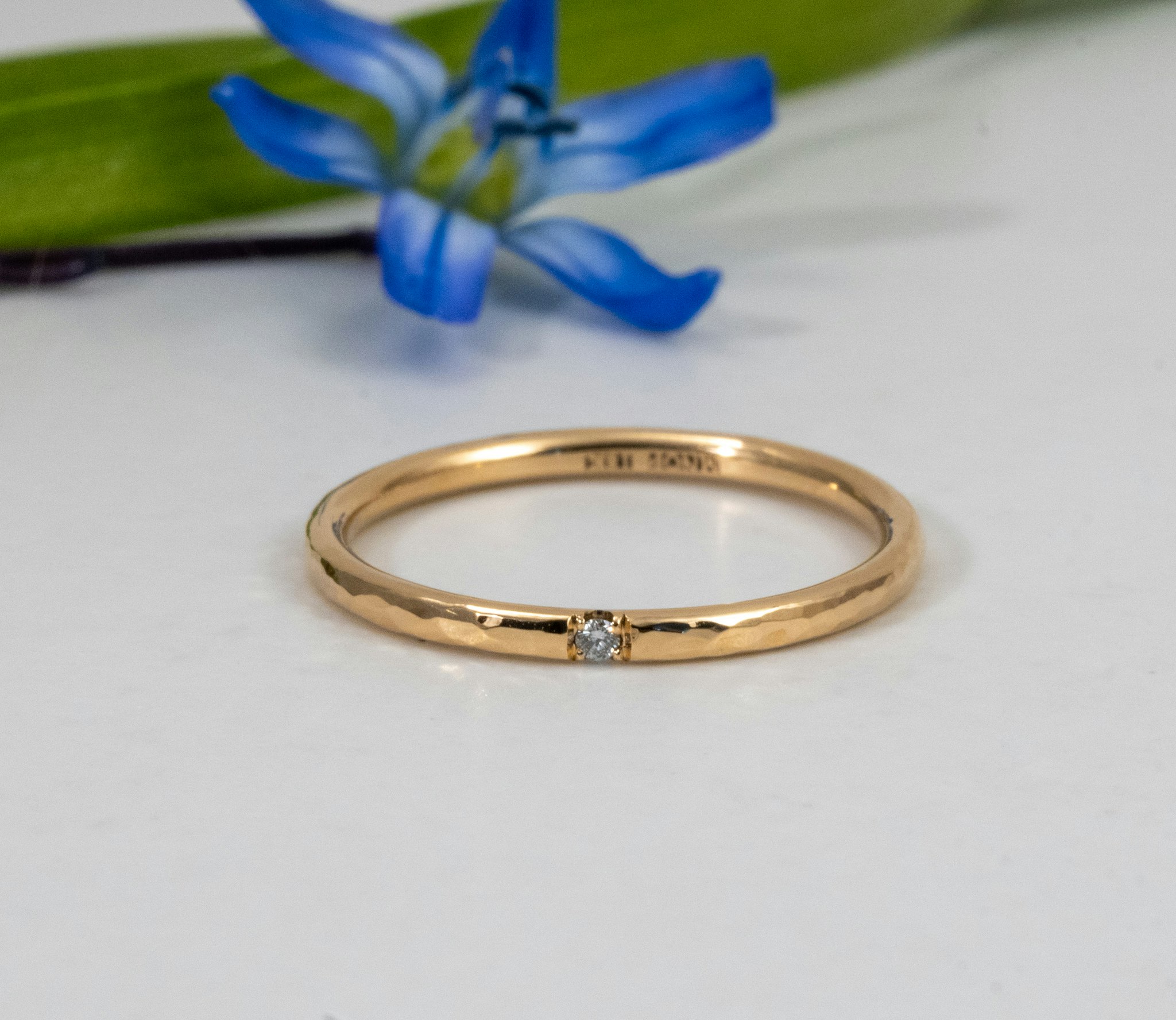 18K Lily Ring Recycled Diamonds Gold