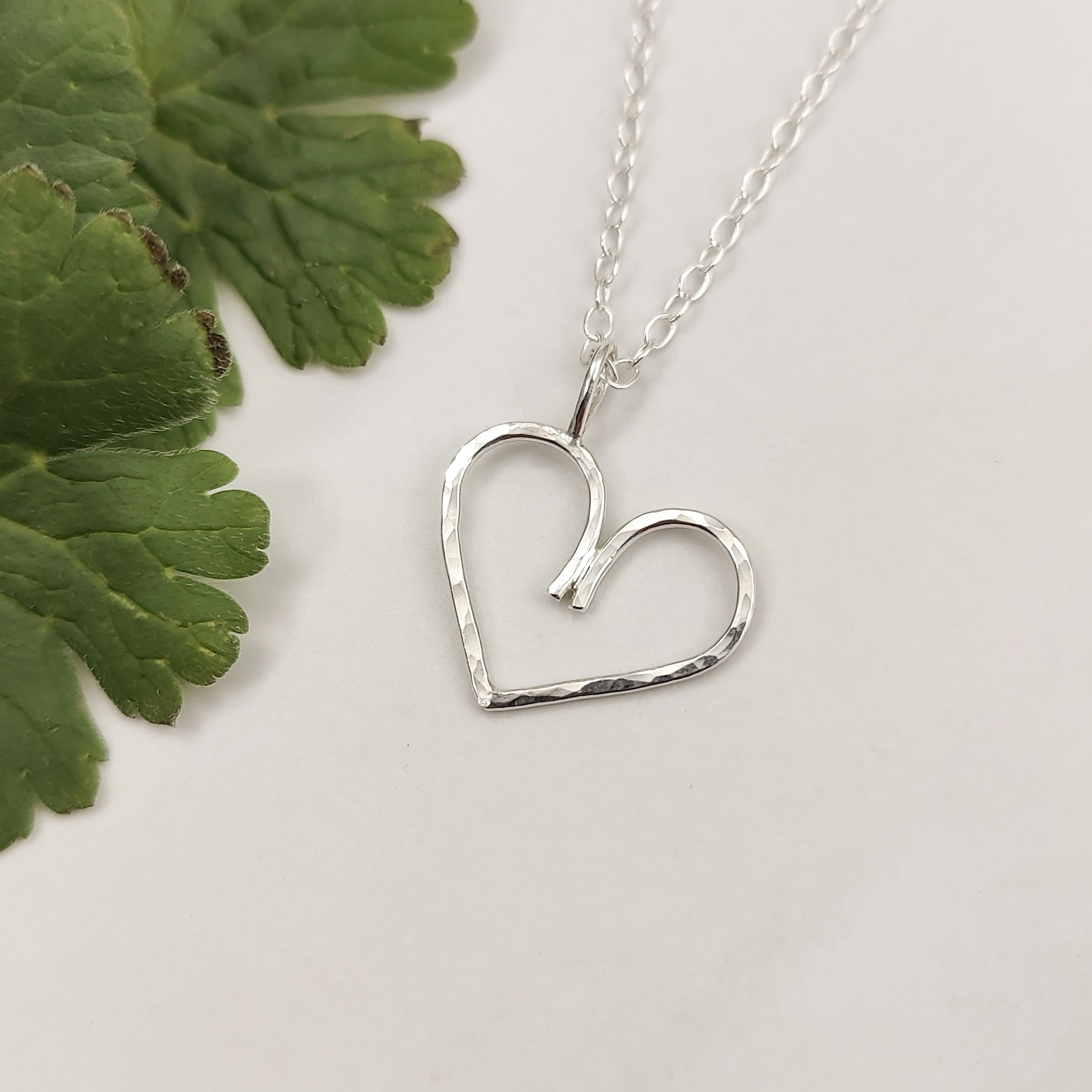 Heart Necklace Recycled Sterling Silver
