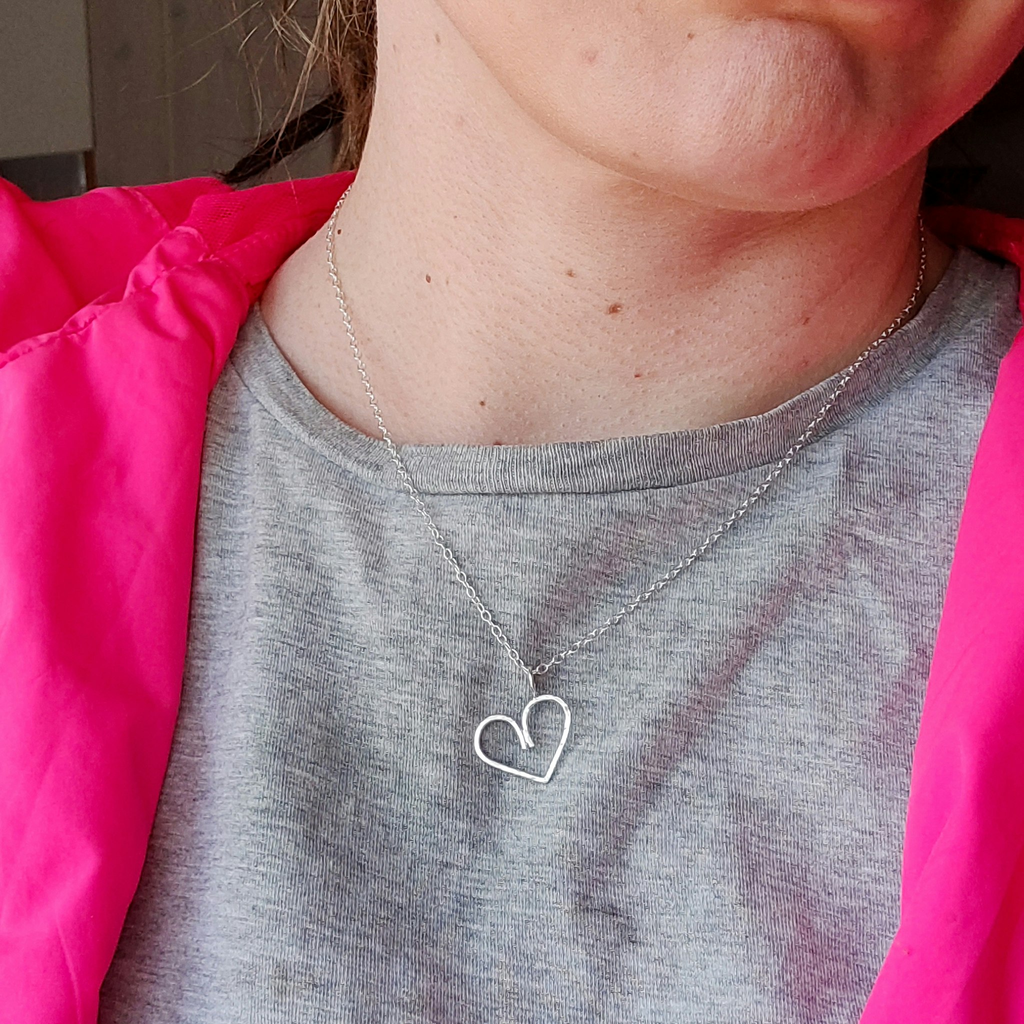 Heart Necklace Recycled Sterling Silver