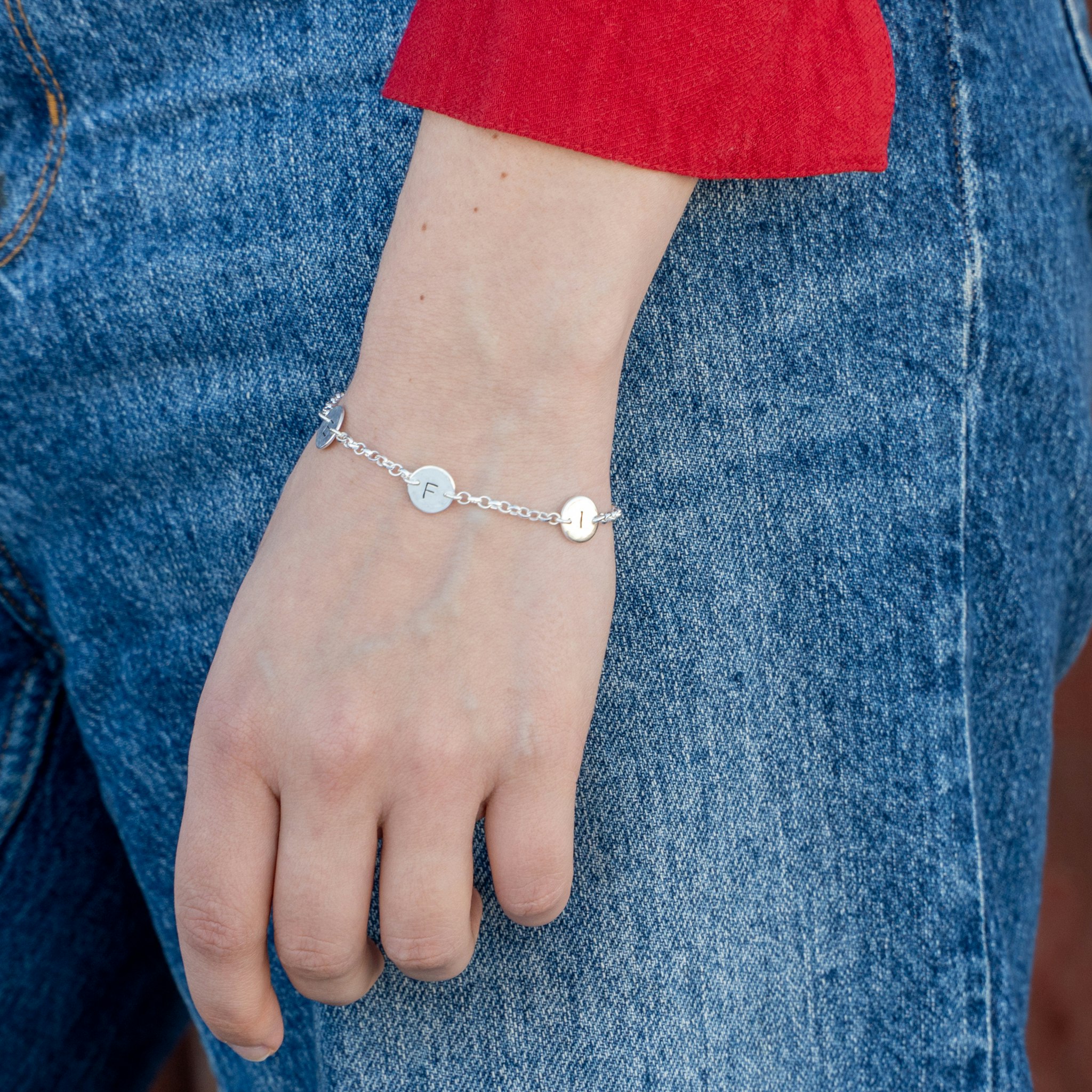Letter Charm Bracelet Recycled Sterling Silver