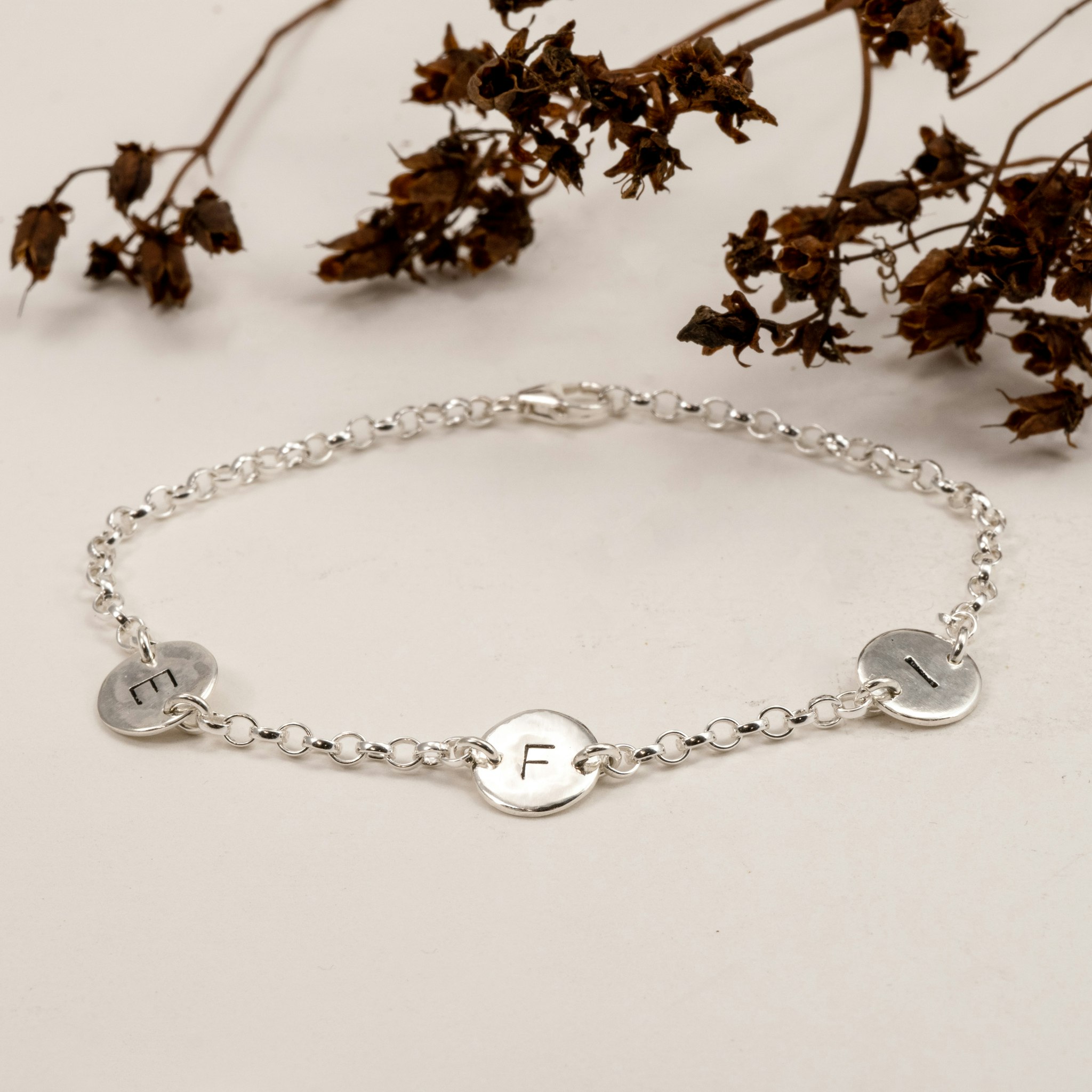 Letter Charm Bracelet Recycled Sterling Silver