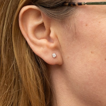 Moissanite Comfort Small Earring Recycled Sterling Silver