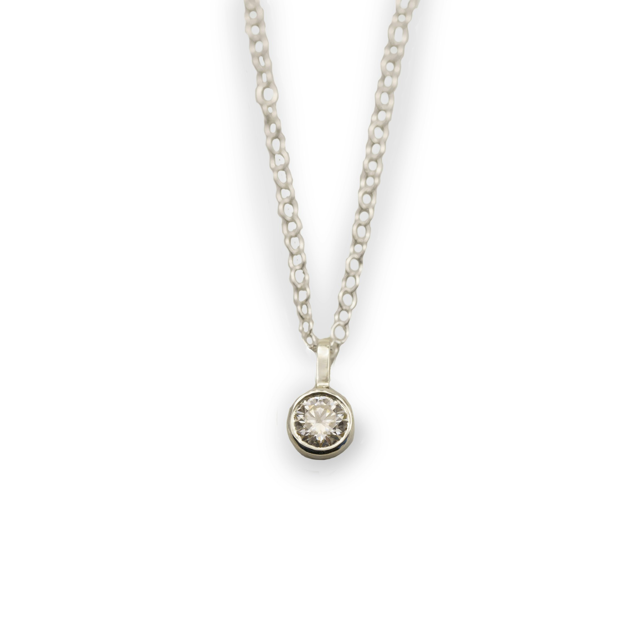Moissanite Pendant - Necklace Recycled Sterling Silver